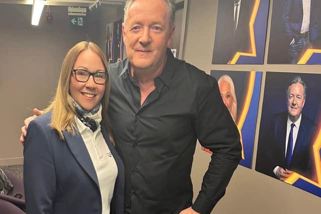 Naomi Rees-Issitt with Piers Morgan.