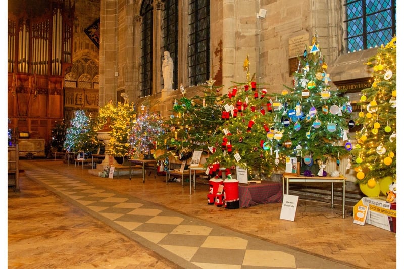 Some of the trees inside the church.