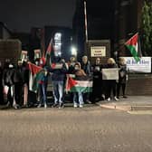 The protestors outside Matt Western's office in Leamington. Picture supplied.