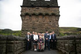 Veteran Tony Jessop, Flight Lieutenant Adrian “Ady” Hargreaves RAF and other members the public attended the Derwent Dam memorial.