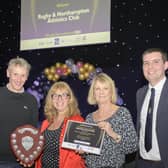 Rugby and Northampton Athletic Club's (left to right) Tim Hill, Lee Woodward, Janet Wright and Kay Shaw were presented with the Club of the Year Award by Cllr Adam Daly, Rugby Borough Council portfolio holder for leisure and wellbeing.