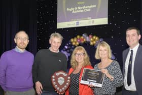 Rugby and Northampton Athletic Club's (left to right) Tim Hill, Lee Woodward, Janet Wright and Kay Shaw were presented with the Club of the Year Award by Cllr Adam Daly, Rugby Borough Council portfolio holder for leisure and wellbeing.