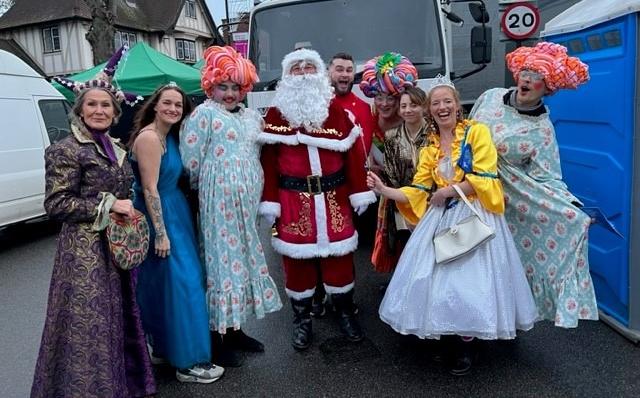 Santa and members of Rugby Theatre.
