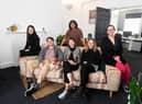 The Wigley Group’s Asset Manager Jess Wood, with Yellow Panther’s Stuart Cope, Rose the dog, Jessie Danger, Beth Russell, Sophie Appleton and Sarfraz Hussain