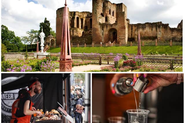 Food and music fans can enjoy an evening of ‘eats and beats’ in the stunning setting of Kenilworth Castle later this month. Top photo shows Kenilworth Castle (Photo by Heritage England) and bottom two photos shows street food and drink vendors (Photos supplied by CJ's Events Warwickshire)