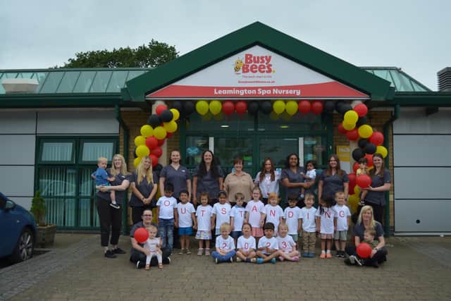 Staff and children at Busy Bees nursery in Leamington are celebrating a second outstanding rating from Ofsted. Picture supplied.