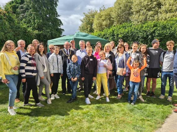 Ukrainian refugees have been welcomed to this country at a barbecue in a Harborough district village.