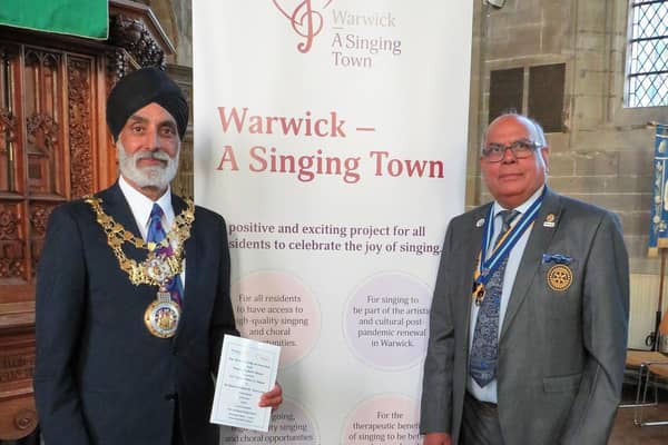 The Mayor of Warwick, Cllr Parminder Birdi with Warwick Rotary President Paul Jaspal. Photo supplied