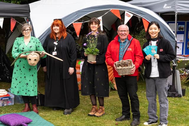 Puppet-maker Pippa Church of Flawed Mandrake Theatre, Coventry, and members of the Shakespeare Birthplace Trust Team