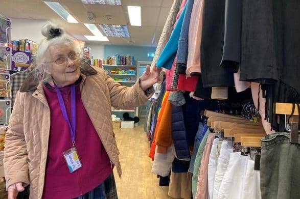 Scope Kenilworth volunteer, Jane Ellis with spring donations