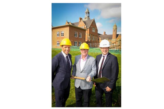 Gareth Jones (headmaster at Bilton Grange) with Peter Green (executive headmaster at Rugby School Group) and Tom Wakeford (managing director at Stepnell).