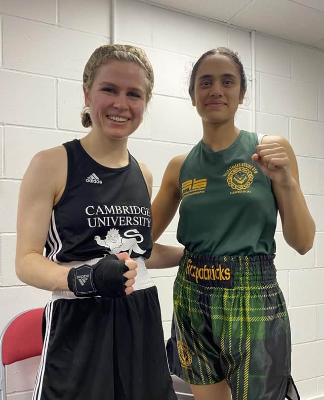 Fitzpatricks boxer Priya Virk got the better of Cambridge University boxer Imogin Stanford.