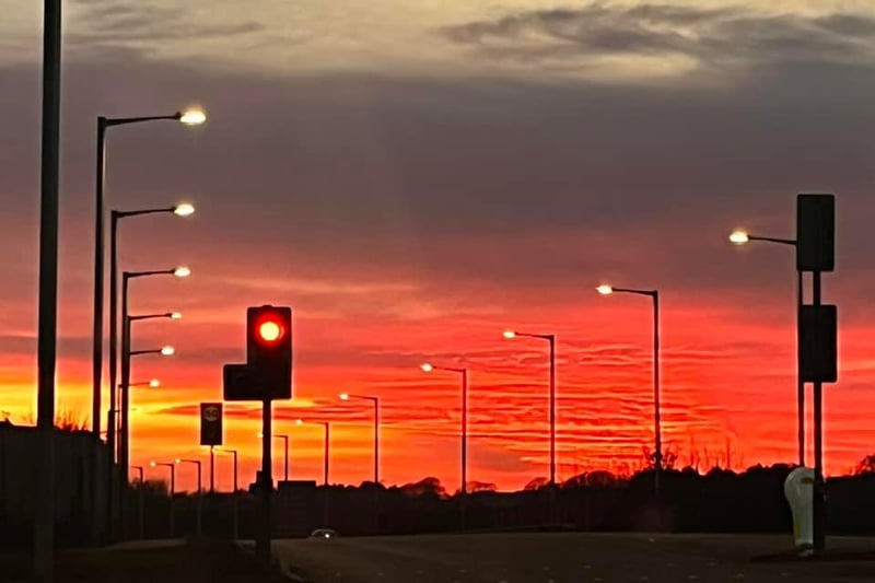 The beautiful sunset over the Rugby area on Sunday February 5, taken by Beccy Howells