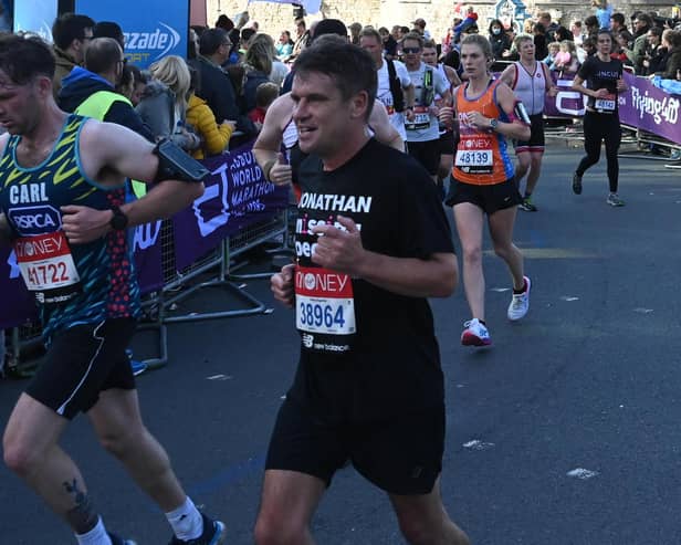 Jonathan Blower running in the London Marathon. Picture supplied.