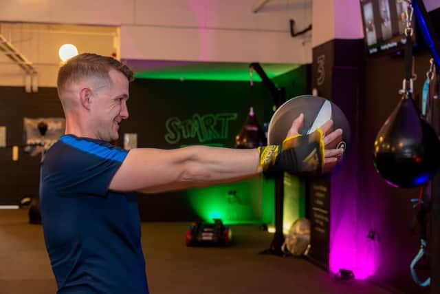 Leamington Courier reporter Oliver Williams is put through his paces at Megabox Fitness in Leamington. Credit: Mike Baker