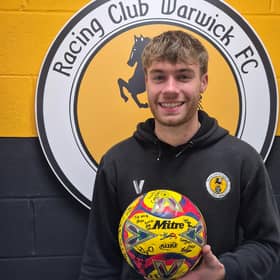 Hat-trick hero Archie Hamp with his matchball on Tuesday.