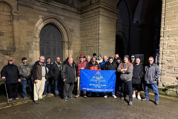 Jason McCrae, major projects manager Midlands (front right) and the Men’s Walking and Talking Group.