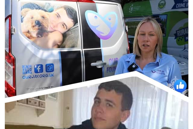 Naomi at this week's presentation and below: Her son Jamie, who died aged just 18.
