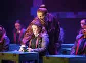 Matilda, played by Emily Adamson - and Lily White as Miss Trunchbull