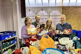 Donating items to Rugby Foodbank.