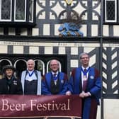 Master of the Lord Leycester, Dr. Heidi Meyer, and Jurors from Warwick Court Leet launch the Lord Leycester Beer Festival. Photo supplied