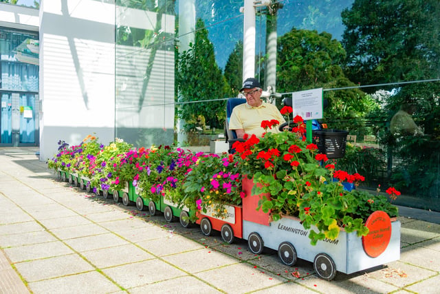 A Jephson Gardens visitor enjoying the sun and flowers. Photo by Mike Baker