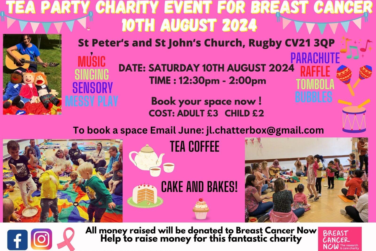 Charity Tea Party this August in Rugby raising money for Breast Cancer Now