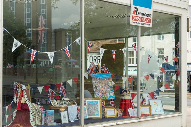 Many shops and units in Kenilworth have created window displays to celebrate the Jubilee. Photo by Mike Baker