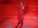 Rihanna on stage at the superbowl (photo: Getty Images)