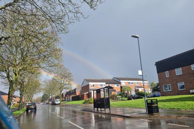 Photo of the double rainbow in Buckley Road, taken by Sarah Cleaver