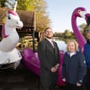 Pictured (left to right): Richard Lewis (HCW Head of Collections); Cllr Heather Timms and Matt Bishop (Director of Warwick Boats and the Leam Boat Centre)