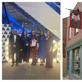 Left: pictured at the awards ceremony from left to right Leonne Wong (Waypm), Anna Parker (Intervention Architecture), Emma Harrabin (CDP), Yasmin Lokat (Intervention Architecture) and Clare Mitchell (Warwick District Council). Right: The Stoneleigh Arms in Leamington. Pictures supplied.