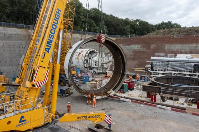 Ainscough Crane Hire have been supporting HS2 from their Princethorpe depot, including the installation of tunnel boring machine, Dorothy, underneath Long Itchington Wood. Credit: HS2 Ltd
