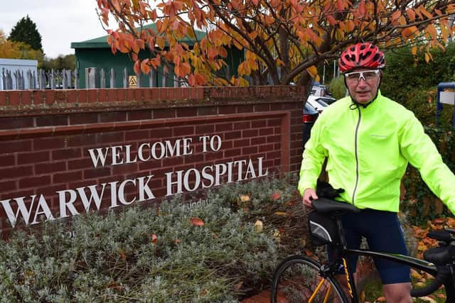 Mark Harrington outside Warwick Hospital. Photo supplied