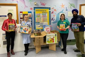 Warwickshire charity Langar Aid has made a generous donation of toys to the young patients at Warwick Hospital’s Macgregor Ward. Picture supplied.