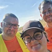 Rob Sharp, Kelsey Carter and Andrew Kay during the challenge. Picture supplied.