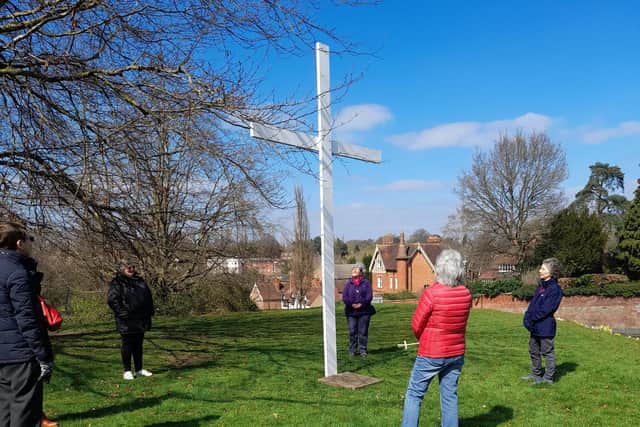 The small service in Abbey Fields held by representatives from Church Together in Kenilworth and District during 2021 when there were Covid restrictions on gatherings meaning  no members of the public could attend