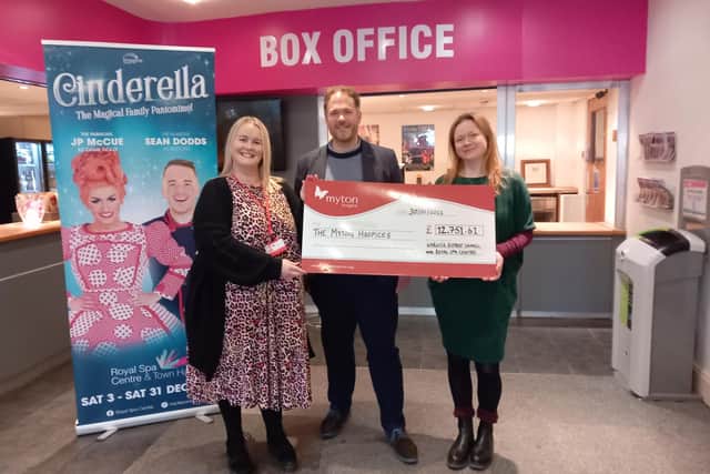 The Royal Spa Centre in Leamington raises more than £12,000 for The Myton Hospices with its pantomime Cinderella. Photo supplied