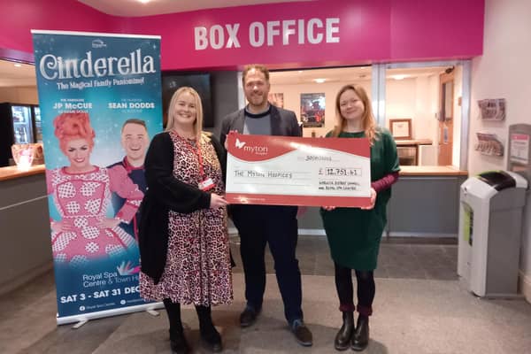 The Royal Spa Centre in Leamington raises more than £12,000 for The Myton Hospices with its pantomime Cinderella. Photo supplied