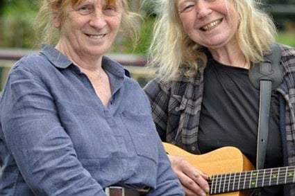 Kate Saffin, writer, producer and performer artistic director of Alarum Productions, pictured with Janul, musician and songwriter.