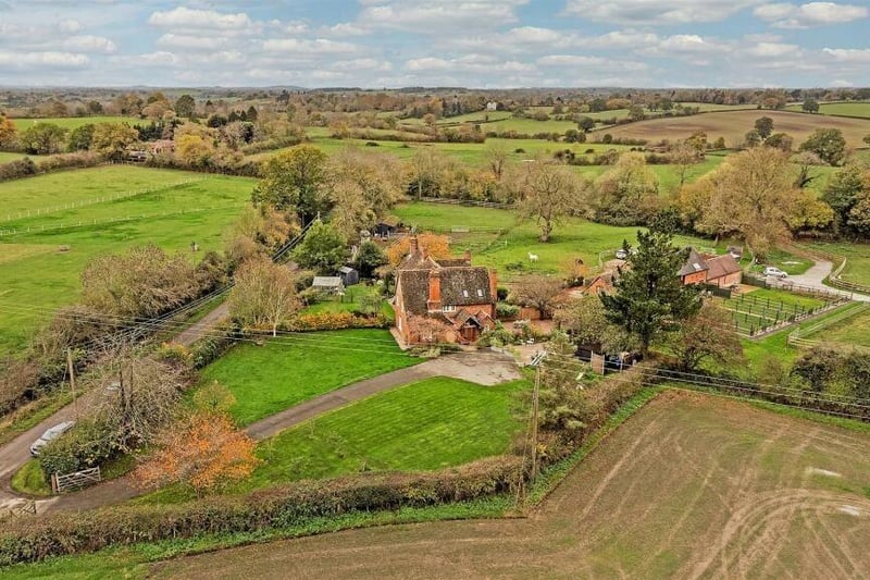 An aerial view of the cottage