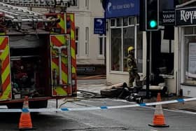 Firefighters at the scene of the fire.