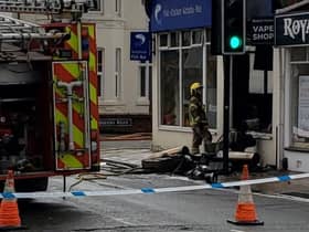 Firefighters at the scene of the fire.