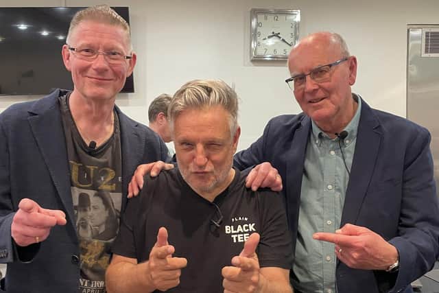 Peter Chappell and Mark Godfrey of Leamington Spa Photographic Society with Rankin, taken by Claire Hutchinson.