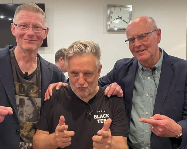 Peter Chappell and Mark Godfrey of Leamington Spa Photographic Society with Rankin, taken by Claire Hutchinson.