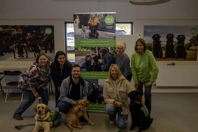 Bodies & Co fashion show organiser Jenni Fuller (far right) with members of her production team (left to right) Emma Brown, Charlotte Grant, Tom Corsi, Sue Montgomeryand Shelia Brown – with dogs Jodie, Jollie and Riley. Photo supplied