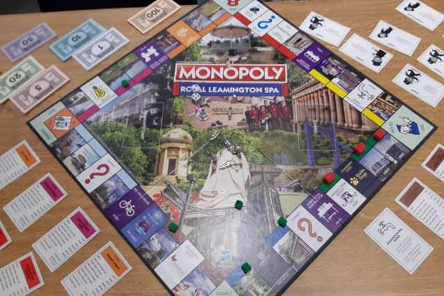 The Monopoly: Royal Leamington Spa Edition game ready to be played.