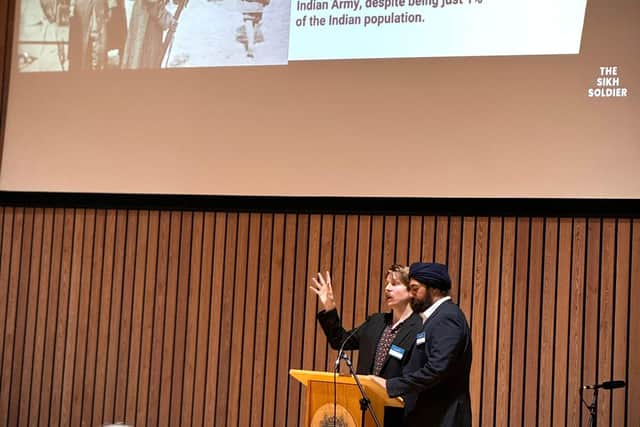 The filmmakers Sky Cheema and Joe Archer talking at the event. Photo supplied