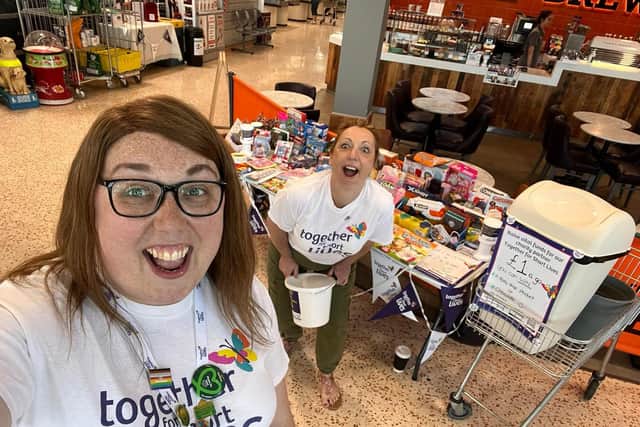 Fundraising for Together for Short Lives - Alex and Sharon at Morrisons. Photo supplied
