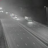 The M1 is closed near Northampton this morning (Tuesday January 31). Photo: Motorway Cameras.